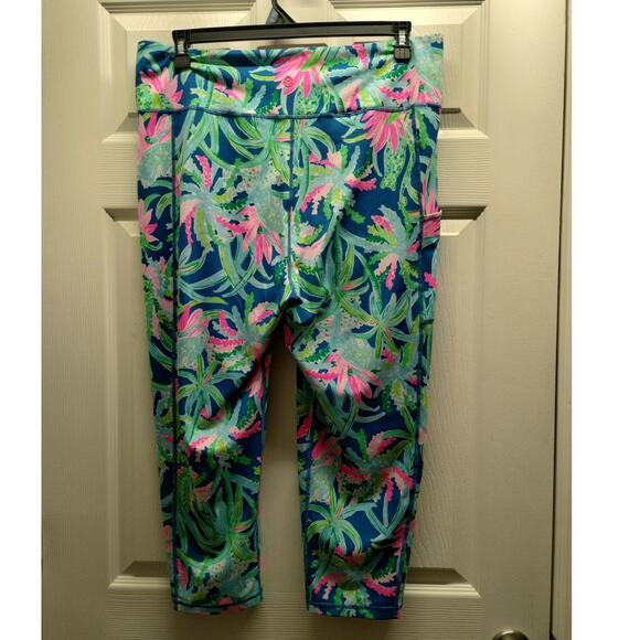 Lilly Pulitzer Size XXL UPF 50+ Weekender High-Rise Crop Legging Macaw Blue - Picture 2 of 7